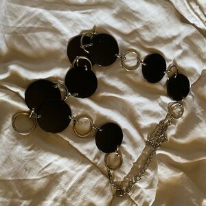Stylish Black and Silver Circle Chain Belt